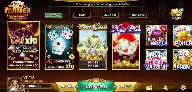 Kho trò chơi phong phú tại iwin68